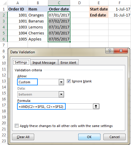 How to use Data Validation in Excel – custom validation rules and formulas