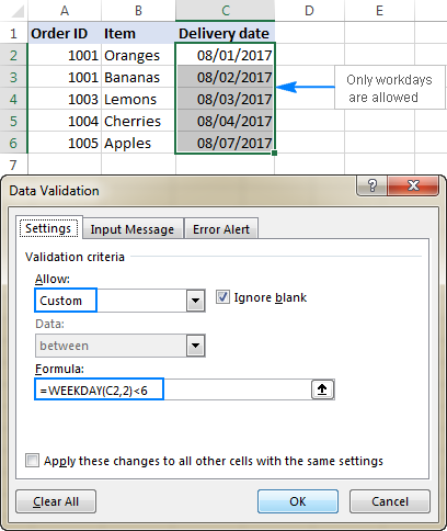 How to use Data Validation in Excel – custom validation  