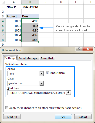 Custom Data Validation in Excel : formulas and rules