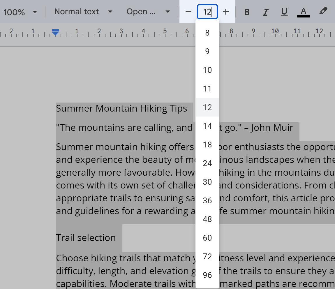 3 ways to change the font size in Google Docs.