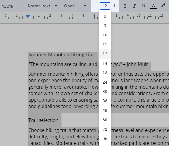 3 ways to change the font size in Google Docs.