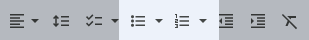 Bulleted and numbered lists on the Google Docs toolbar.