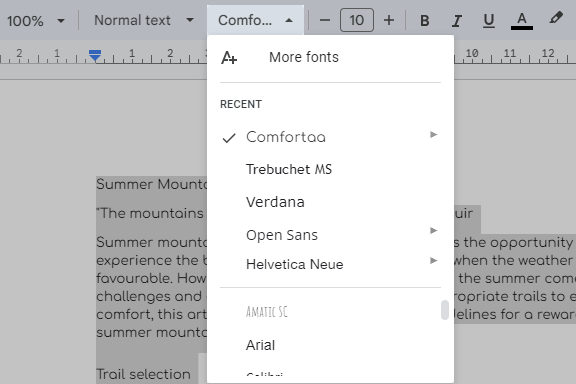 How to change font style in Google Docs.