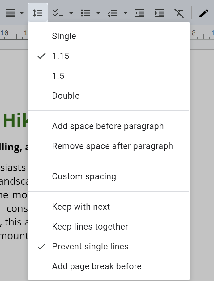 Adjust line and paragraph spacing in Google Docs.