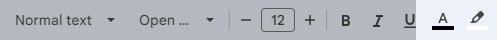 Google Docs tools to format text color and highlight color.
