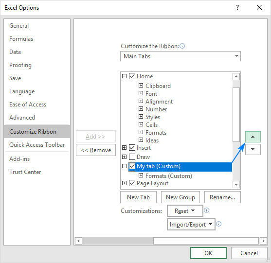 excel add ins tab