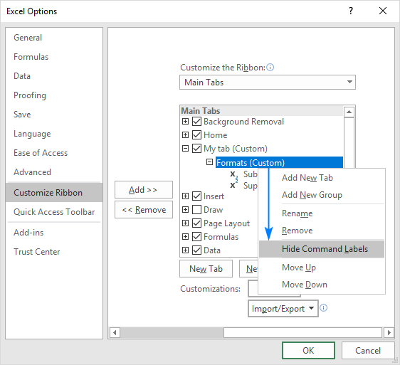 How to customize ribbon in Excel 2010, 2013, 2016 and 2019