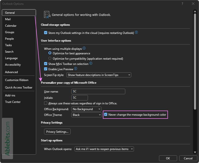 Enable dark mode in Outlook with reading pane still white. Enable dark mode in Outlook with reading pane still white.