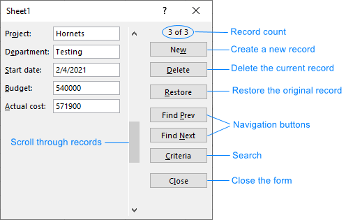 how to create a data form in excel 2010