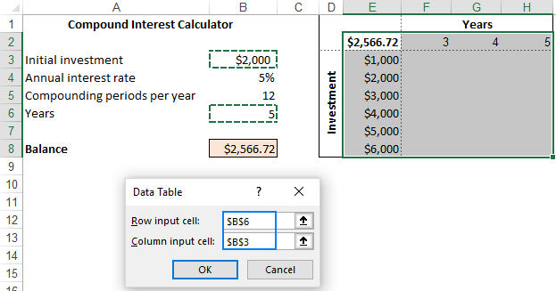 data table in excel for mac