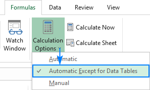 Turning off automatic calculations in data tables