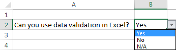 Data validation list (dropdown) in Excel