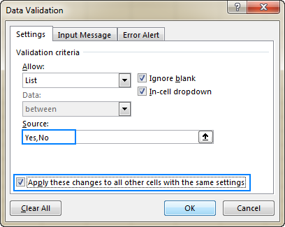 Editing data validation in Excel