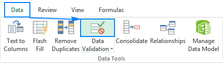 Open the Data Validation dialog box.