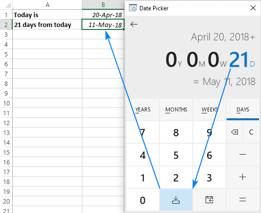 30 60 90 days from today or before today date calculator in Excel