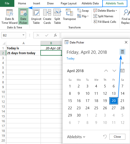 30/60/90 days from today or before today date calculator in Excel