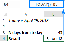 30/60/90 days from today or before today - date calculator in Excel