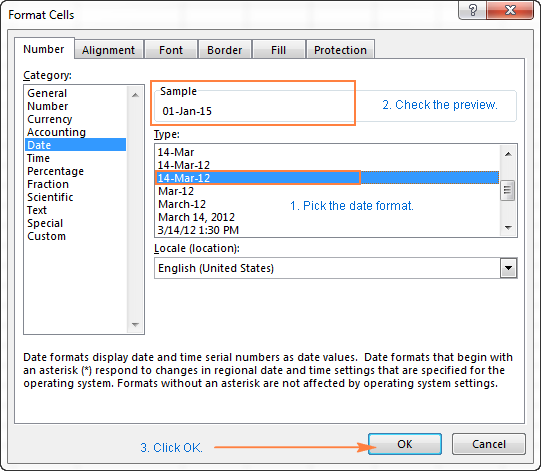 Thay đổi định dạng ngày trong Excel