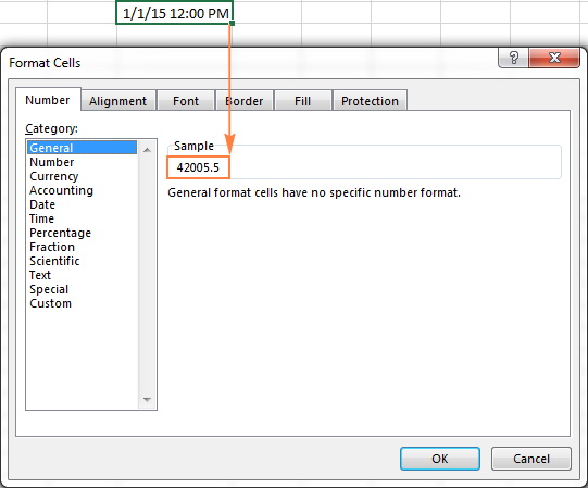 Sử dụng hộp thoại Định dạng các ô để nhận được con số đằng sau một ngày nhất định trong Excel.