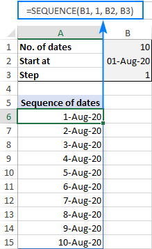 Creating a sequence of dates in Excel with a formula