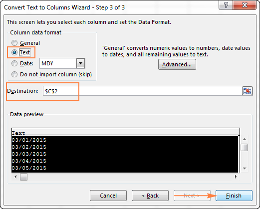 Convert date to text in Excel - TEXT function and no-formula ways