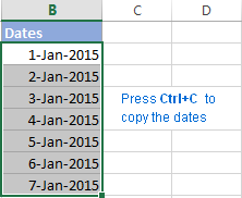 Copy the dates you want to convert to text.