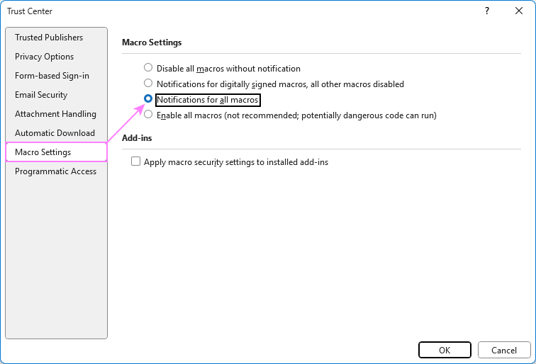Enable macros in Outlook.