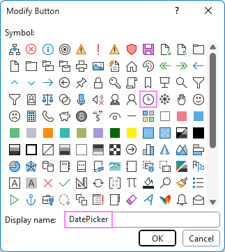 Assign an icon to the DatePicker button.