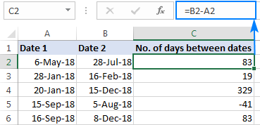 Subtract one date from another to find out how many days are between dates.