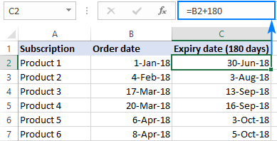 Calculate days from/before date in Excel