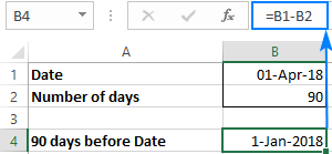 Calculating days before date in Excel