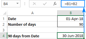 Calculate days from before date in Excel