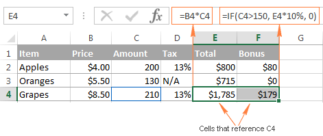 Highlighting all formulas that reference the selected cell