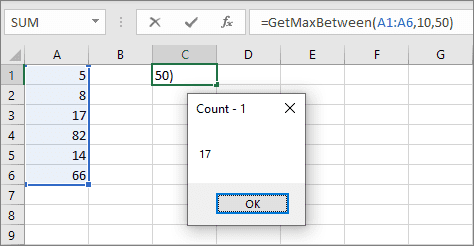 Message box debug UDF Excel 