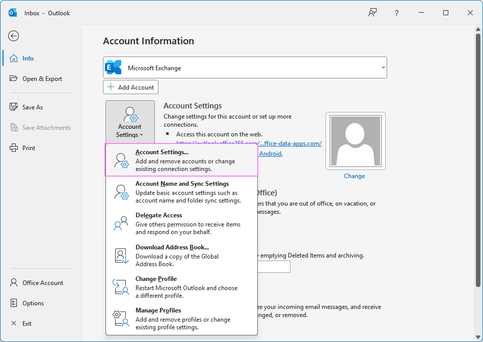 Go to your Outlook account settings.