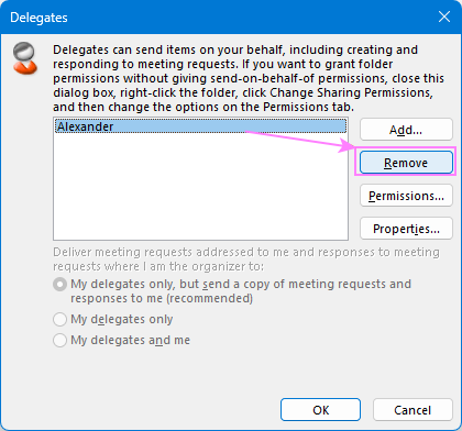 Revoke delegate access in Outlook.