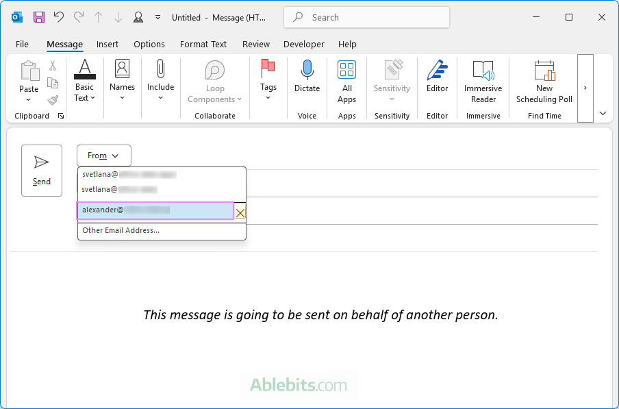 Send emails on behalf of someone in Outlook.
