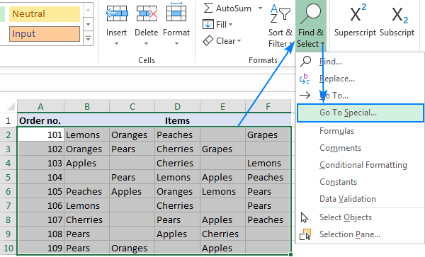 How to remove blank cells in Excel