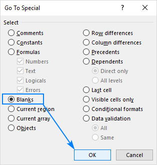 deleting blank cells in excel for mac