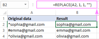 Removing the first character from a string