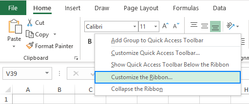 Customize the Ribbon…