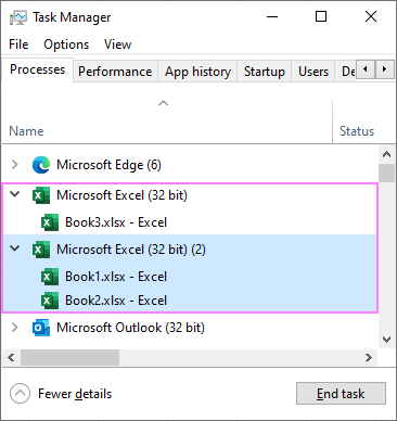 See which Excel files are in which instance.