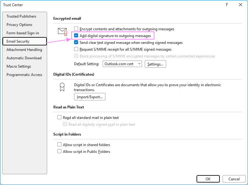 Digitally sign all emails in Outlook.