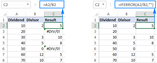 Suppressing the DIV/0 error with IFERROR