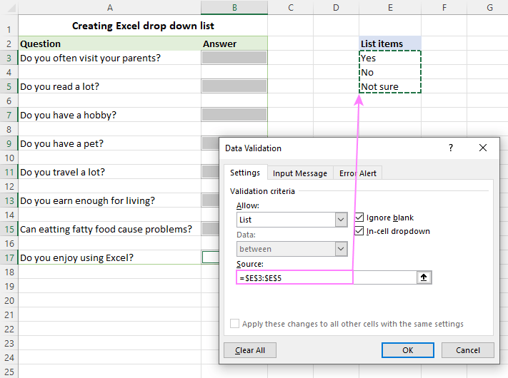 How to create drop down list in Excel dynamic editable searchable