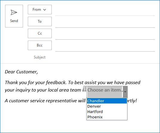 rilascia la casella diritta nel modello di Outlook