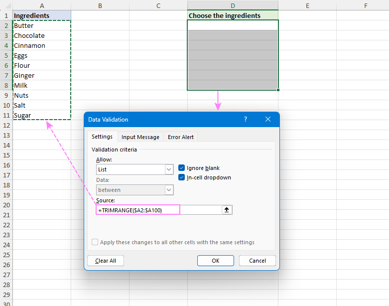 Create a dynamic dropdown list in Excel.