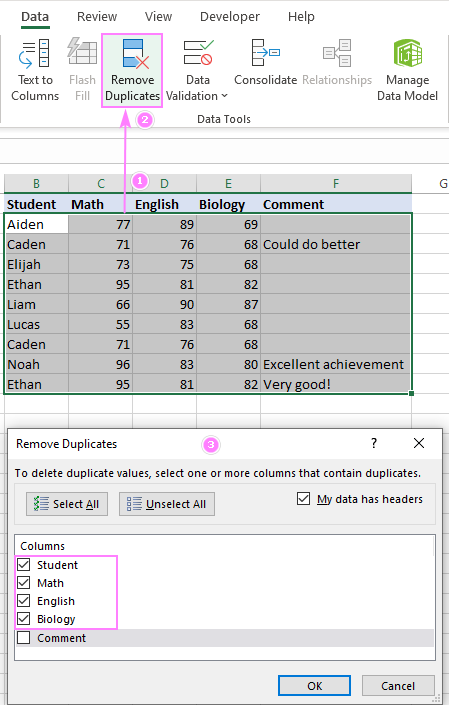 Loại bỏ các bản sao trong Excel