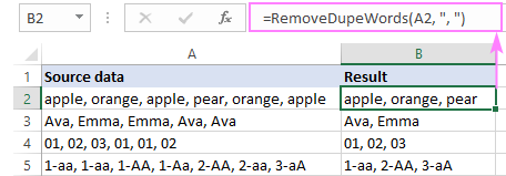 Deleting duplicate words separated by a comma and a space