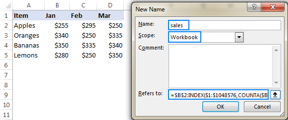 Using range names in Excel - Extra Credit